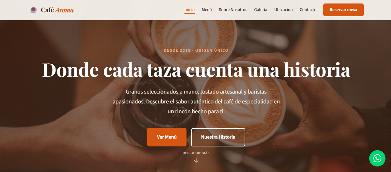 Cafe Aroma launch landing page